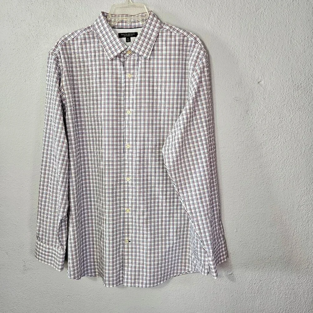 Banana Republic Mens Button Up Long Sleeve Casual Shirt White Gingham Check S XL